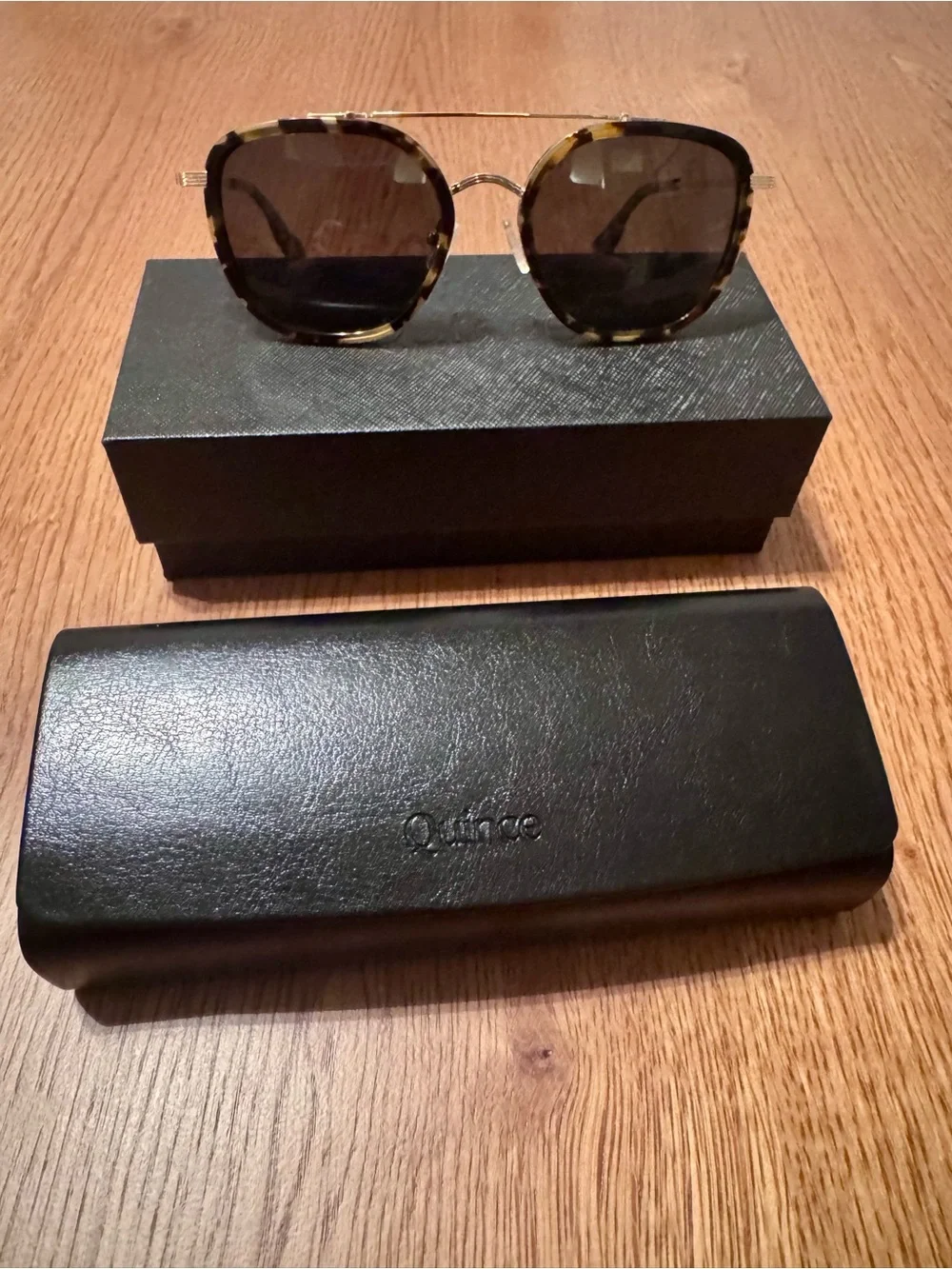Quince Tortoiseshell and Gold Aviator Sunglasses with Green Lenses